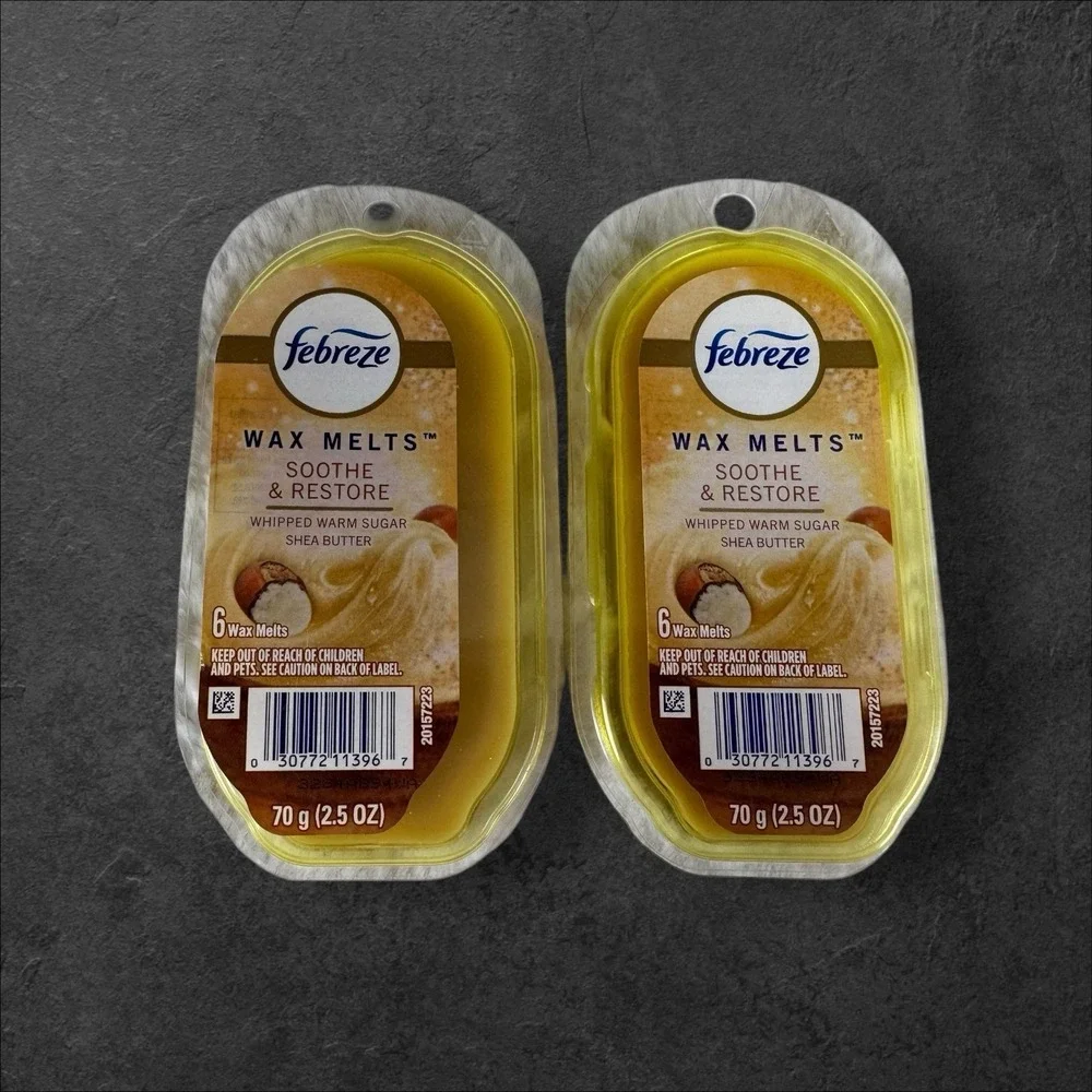 Lot Of 2 Febreze Wax Melts Soothe & Restore Whipped Warm Sugar Shea Butter 2.5oz
